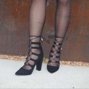 Black Lace-Up / Tie-Up Heels